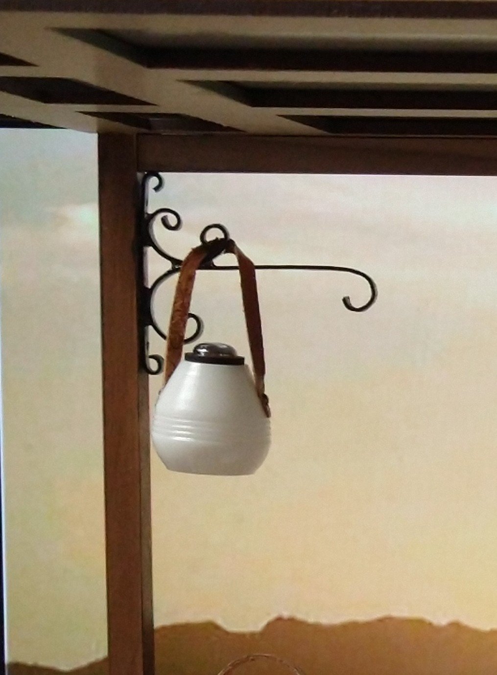 1:12 Dollhouse modern portable lantern with leather strap for outdoor patio or as lawn light Modern LED lantern Price is for EACH unit