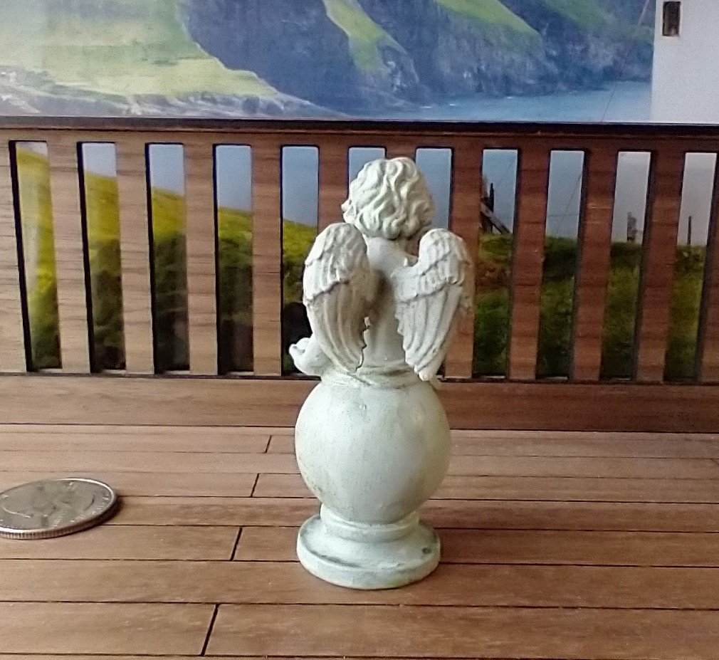1:12 or 1:24 Dollhouse miniature faux stone garden angel with fine details Resin garden angel statute 3D printed in resin