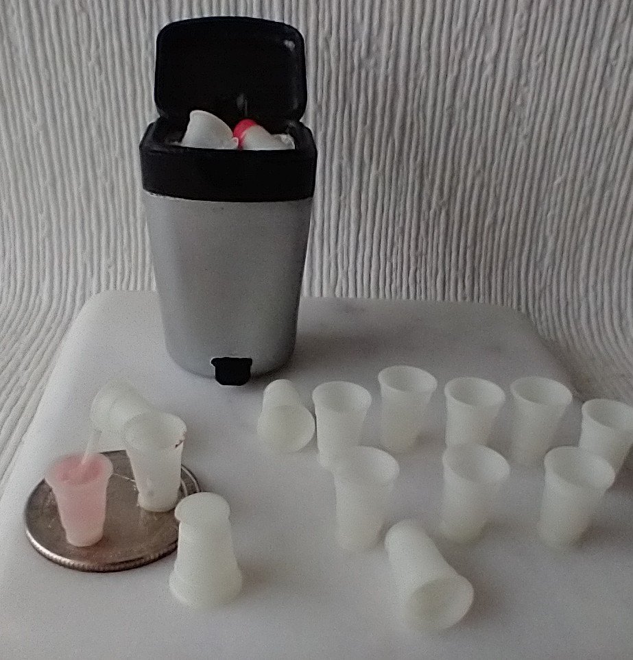 1:12 Dollhouse translucent cold cups Faux disposable cups for cold drinnks Price is for one set of four cups
