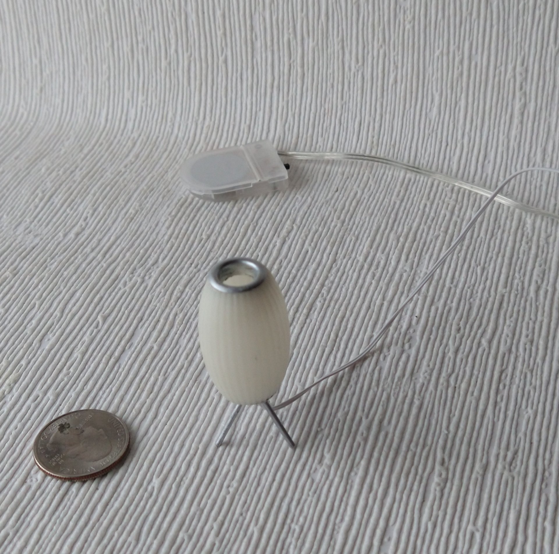 RESERVED 1:12 dollhouse miniature MCM styled lamp white elongated shade with ridges Battery operated mid-century inspired table lamp