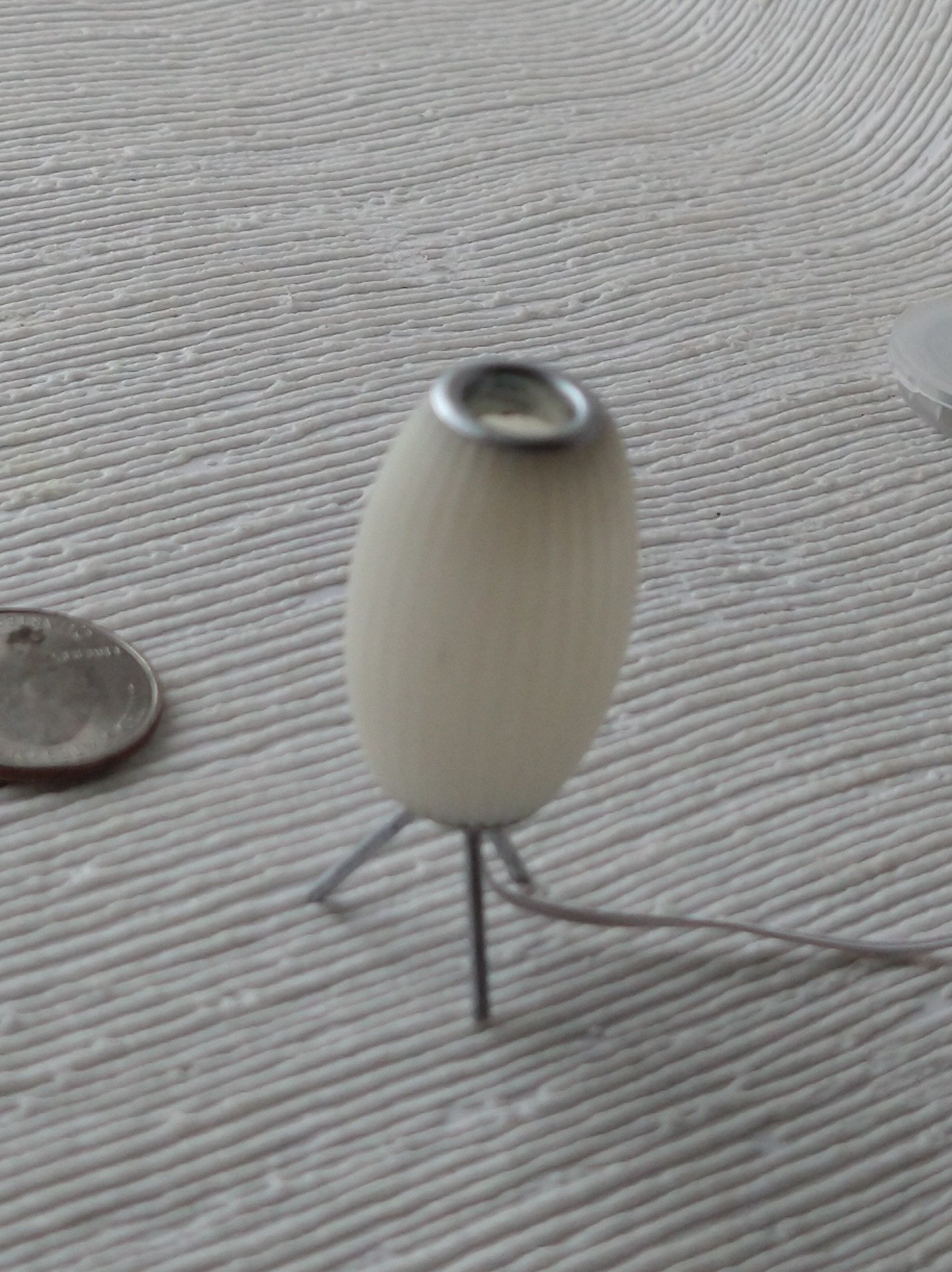 RESERVED 1:12 dollhouse miniature MCM styled lamp white elongated shade with ridges Battery operated mid-century inspired table lamp