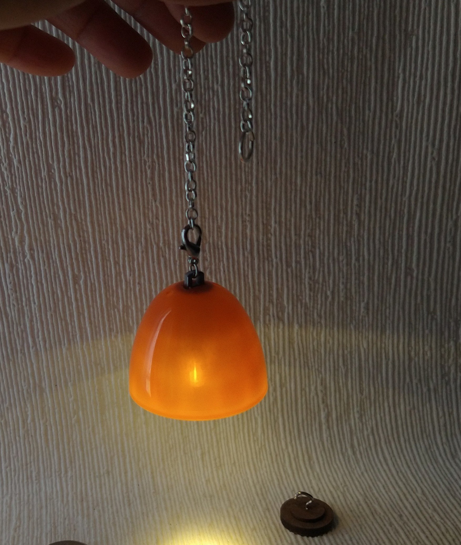 Charity sale item 1:6 or play scale ceiling light in orange MOD ceiling light for Barbie or 12-inch dolls Battery operated comes with chain and canopy