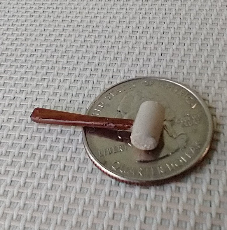 1:12 Dollhouse miniature mallet for mini DIYer or garage workshop REF Dark wood stained handle