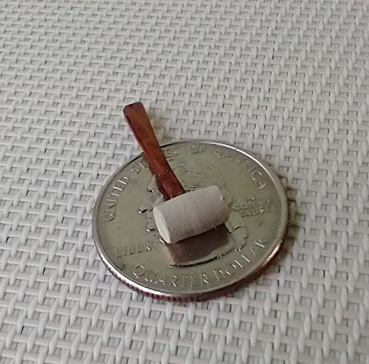 1:12 Dollhouse miniature mallet for mini DIYer or garage workshop REF Dark wood stained handle