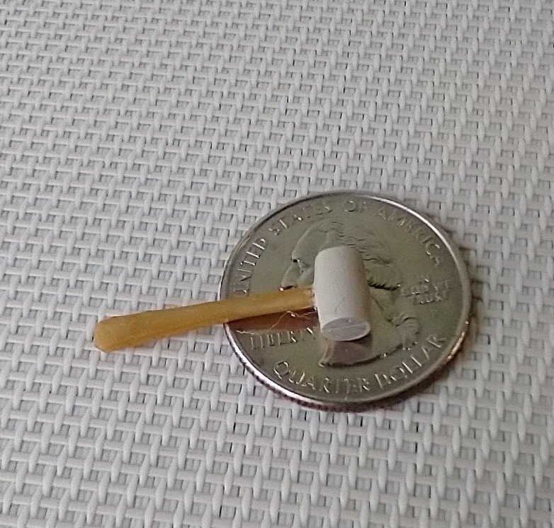 1:12 Dollhouse miniature mallet for mini DIYer or garage workshop REF Light wood stained handle