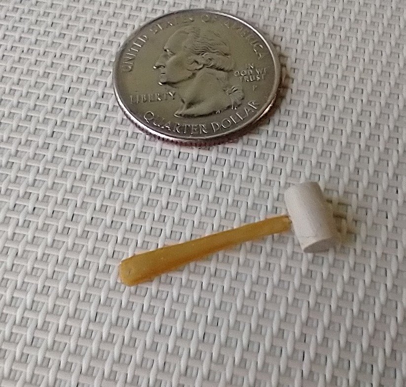 1:12 Dollhouse miniature mallet for mini DIYer or garage workshop REF Light wood stained handle