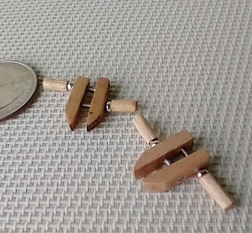 1:12 Dollhouse miniature wooden handscrew clamp Woodworking clamping tool for mini workshop Price is for Each unit