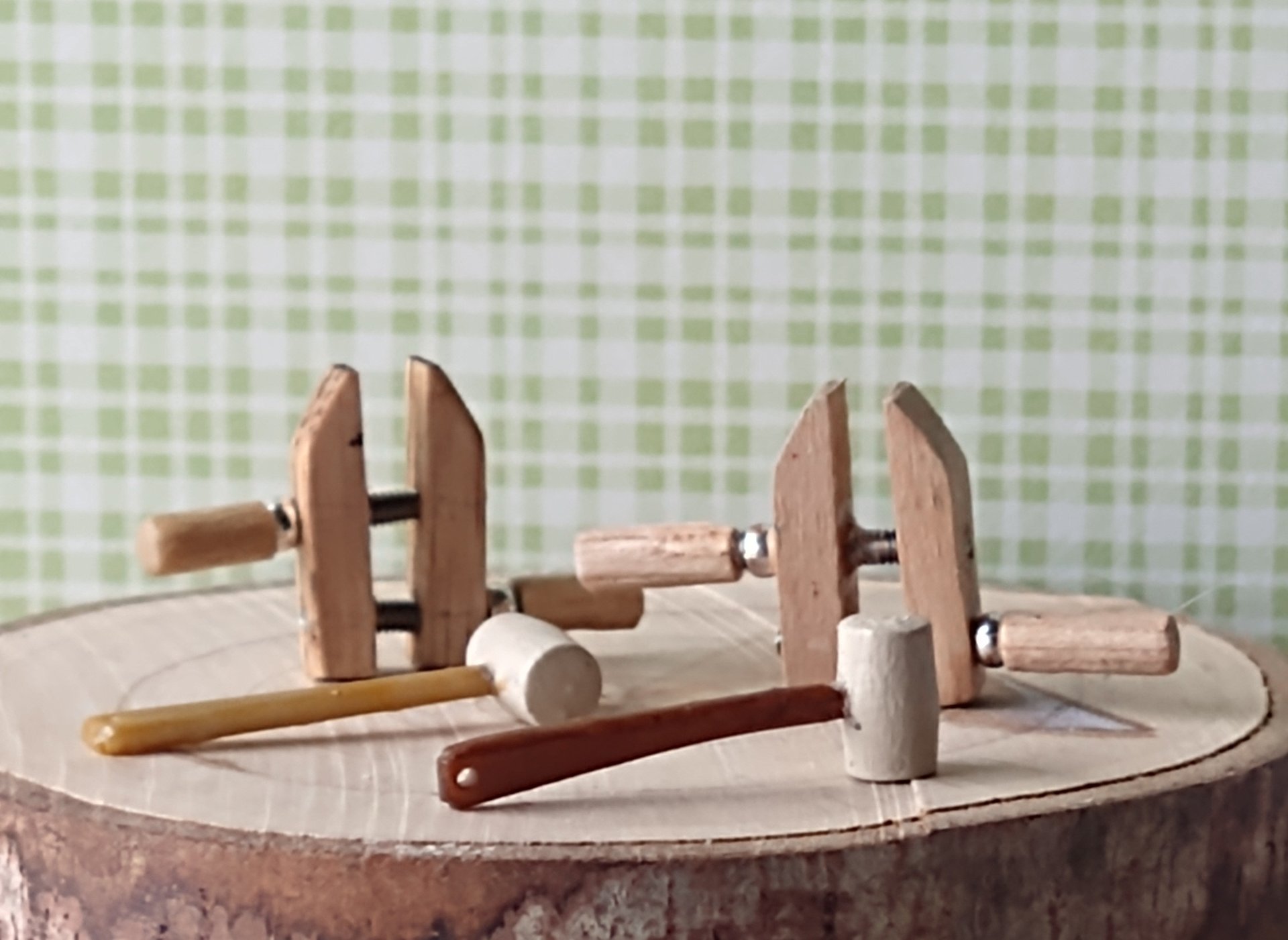 1:12 Dollhouse miniature wooden handscrew clamp Woodworking clamping tool for mini workshop Price is for Each unit