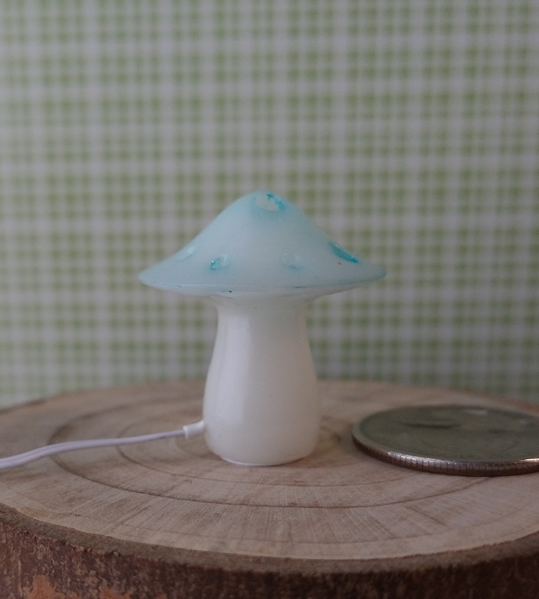RESERVED 1:12 Dollhouse battery operated toadstool table lamp Kids lamp Novelty lamp Blue mushroom lamp