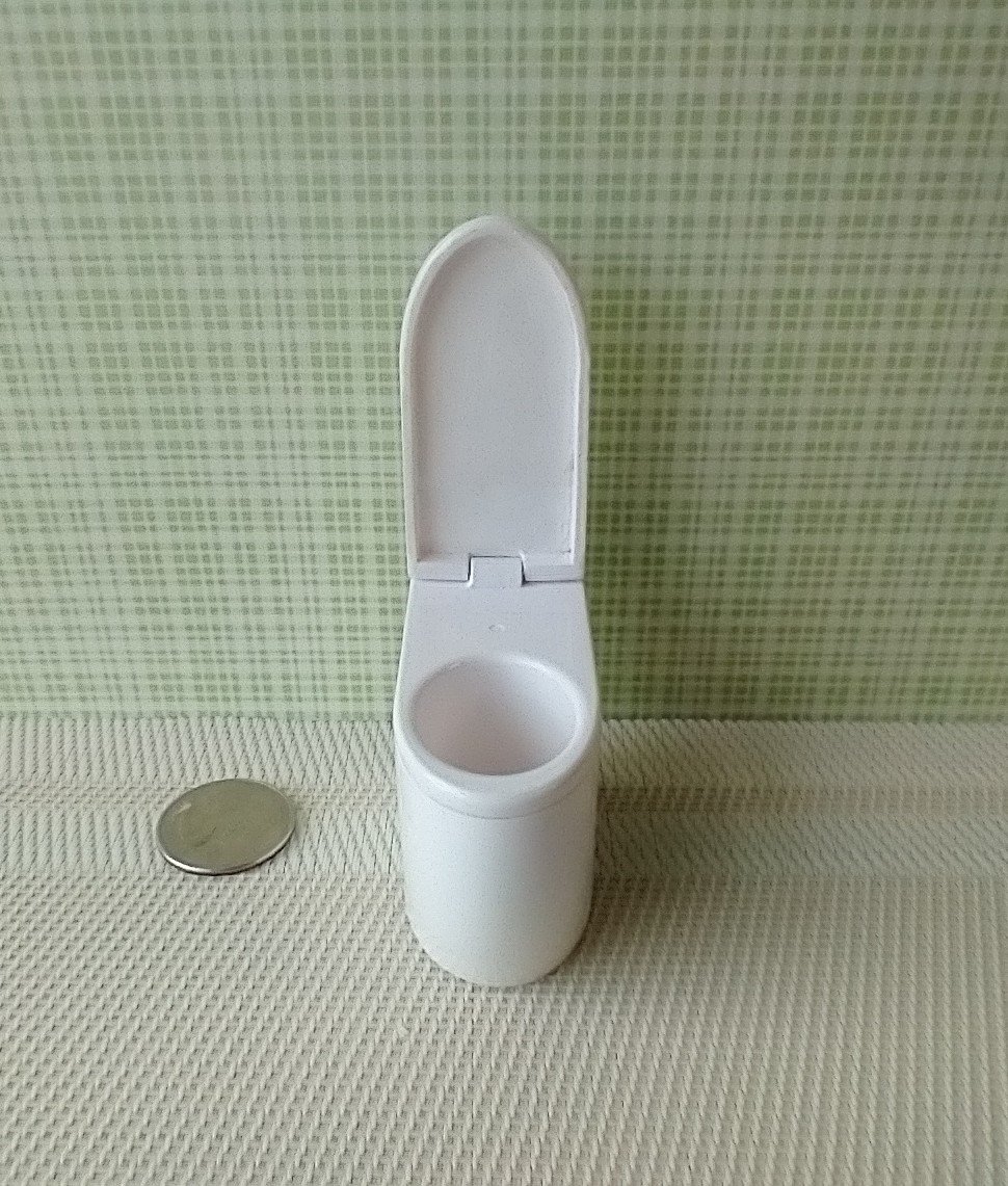 RESERVED 1:12 dollhouse miniature modern elongated toilet inspired by Japanese tankless double flush one-piece floor mount toilet