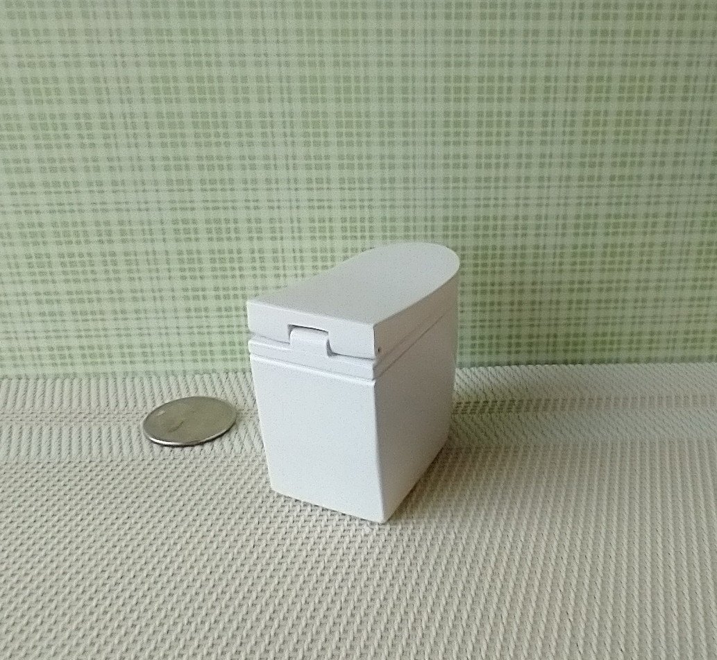 RESERVED 1:12 dollhouse miniature modern elongated toilet inspired by Japanese tankless double flush one-piece floor mount toilet