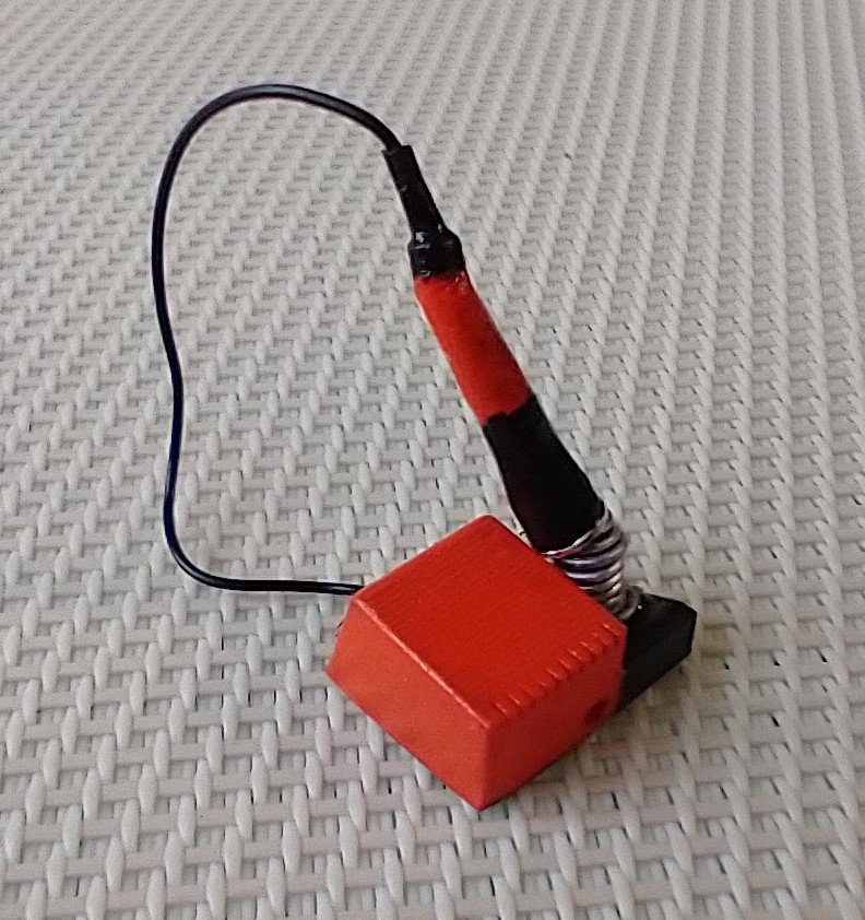 1:12 dollhouse miniature soldering iron with stand and faux digital display station (NON-working) REF Orange