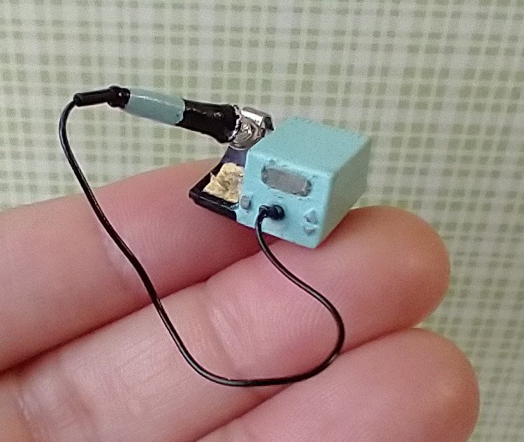 1:12 dollhouse miniature soldering iron with stand and faux digital display station (NON-working) REF Mint