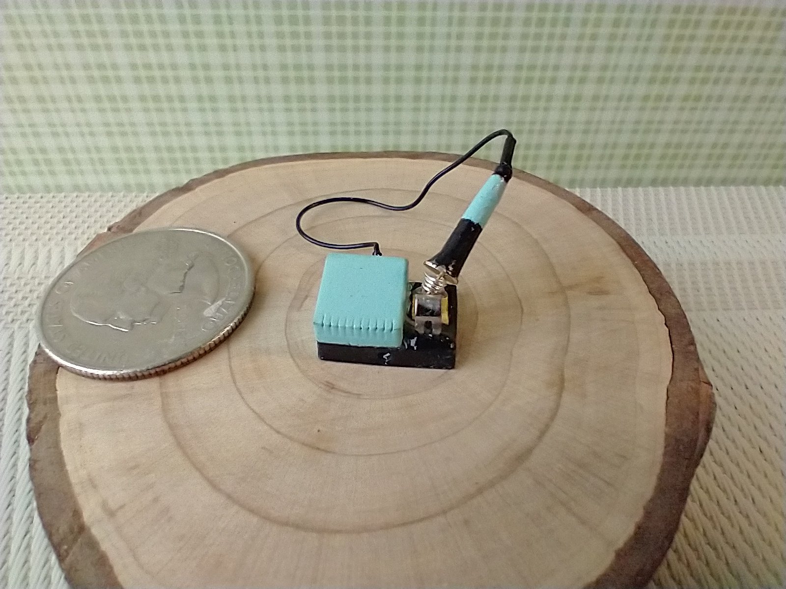 1:12 dollhouse miniature soldering iron with stand and faux digital display station (NON-working) REF Mint