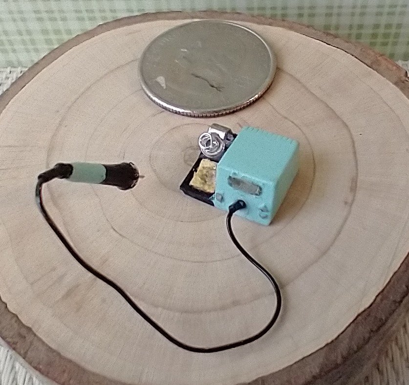 1:12 dollhouse miniature soldering iron with stand and faux digital display station (NON-working) REF Mint