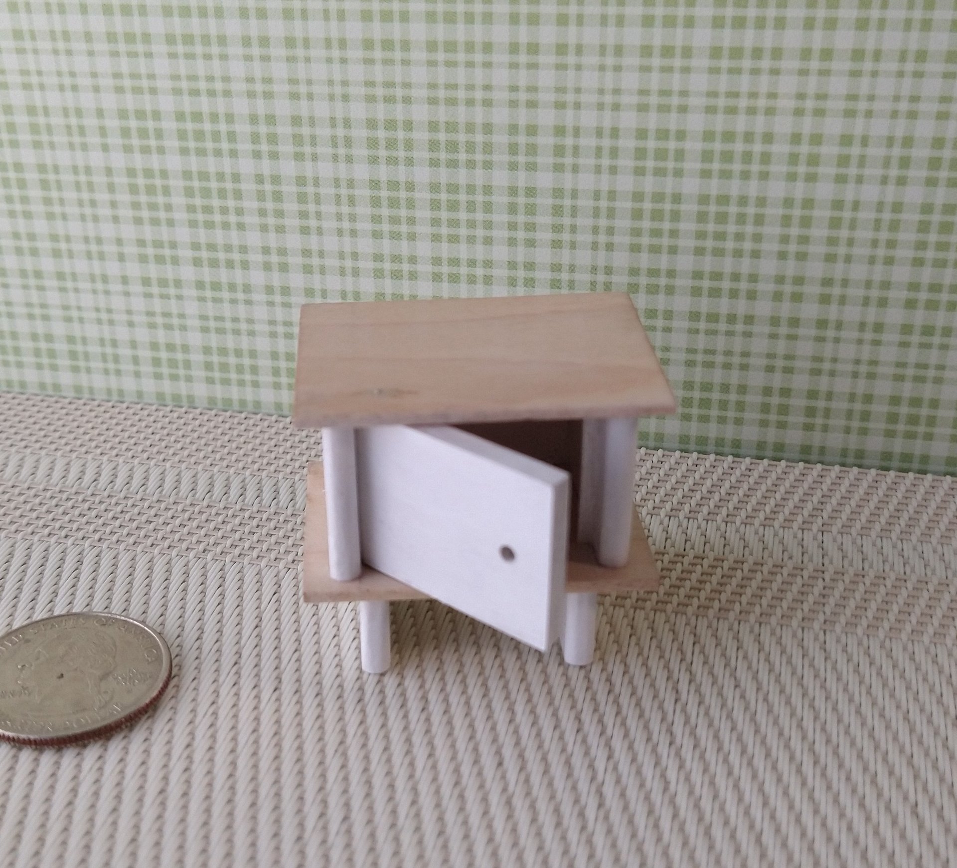 RESERVED 1:12 Dollhouse kids nightstand made from solid maple wood Nightstand cabinet with hinged door