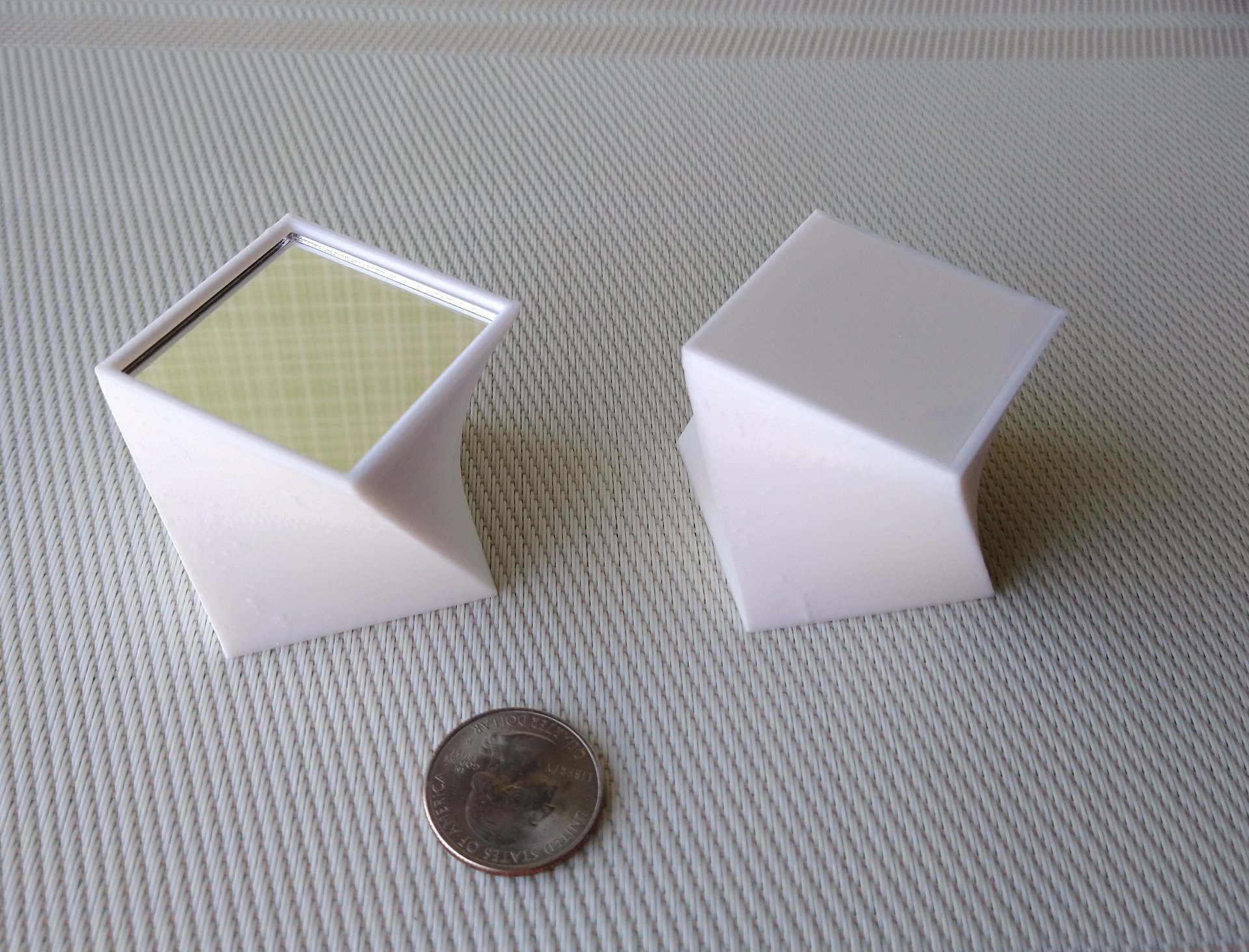 1:12 Dollhouse miniature twisted end table with acrylic mirror top AND translucent white top insert Doubles up as floor lamp Price is per unit