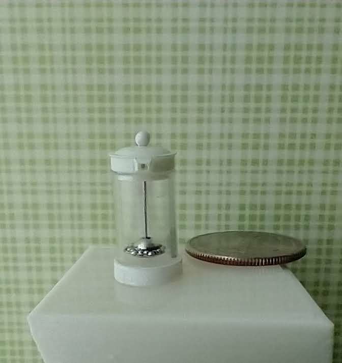 1:12 Dollhouse miniature French press coffee pot Miniature cafetiere REF White