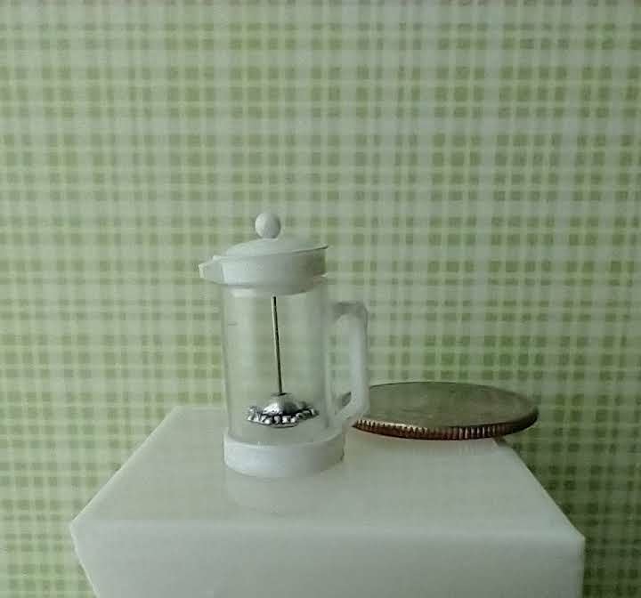 1:12 Dollhouse miniature French press coffee pot Miniature cafetiere REF White