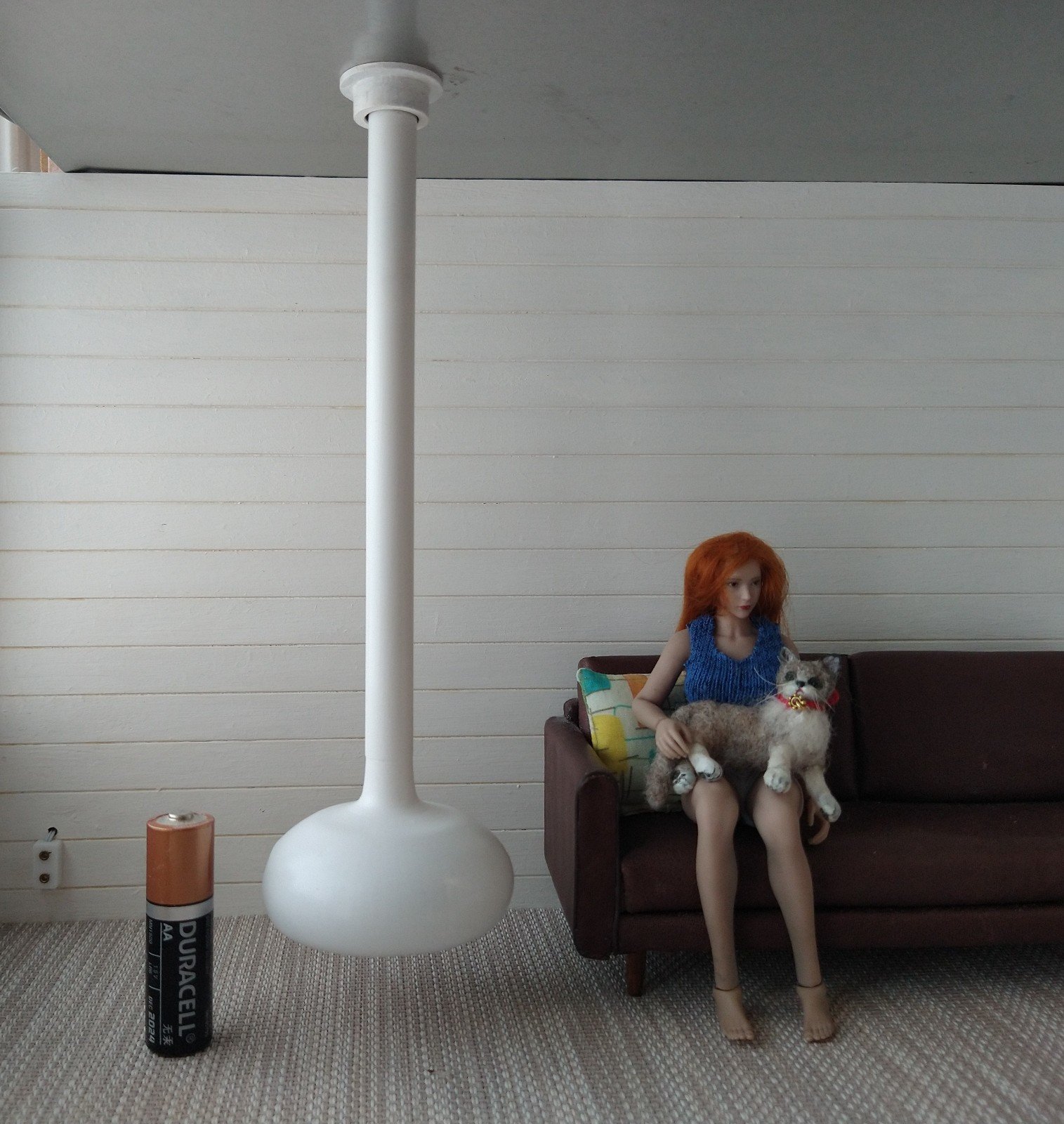 RESERVED 1:12 Dollhouse miniature white hanging modern fireplace