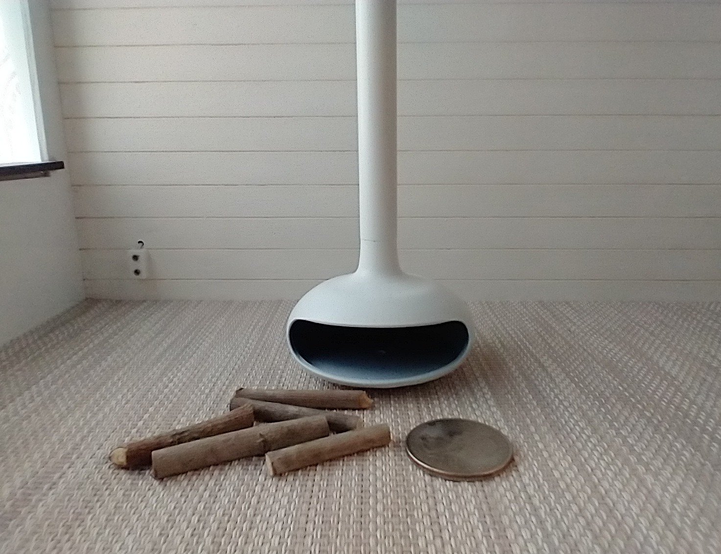 RESERVED 1:12 Dollhouse miniature white hanging modern fireplace