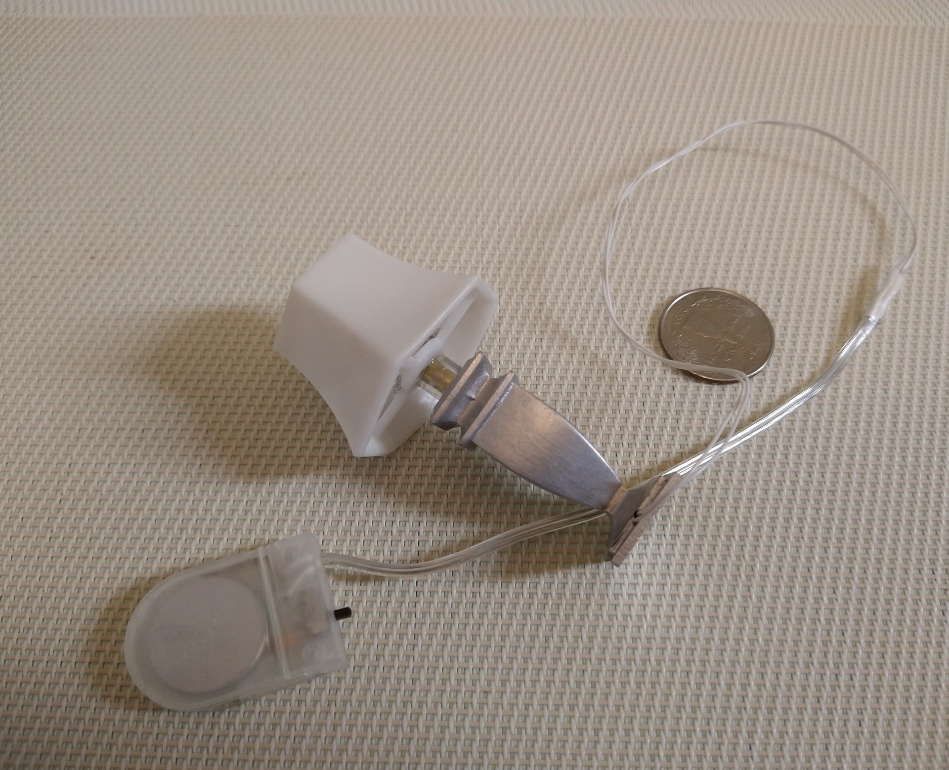 1:12 Dollhouse urn table lamp with translucent shade Accent table lamp faux brushed nickel post Battery operated LED lamp w/ external wires