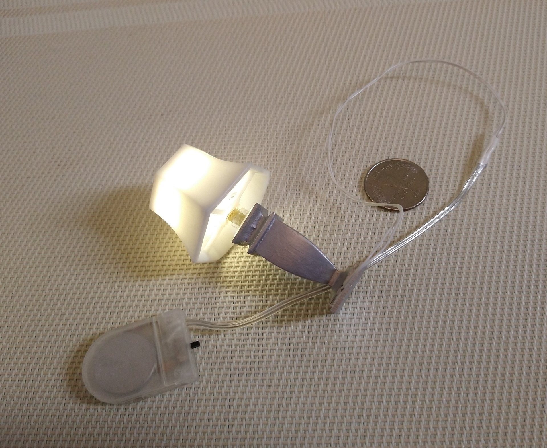 1:12 Dollhouse urn table lamp with translucent shade Accent table lamp faux brushed nickel post Battery operated LED lamp w/ external wires