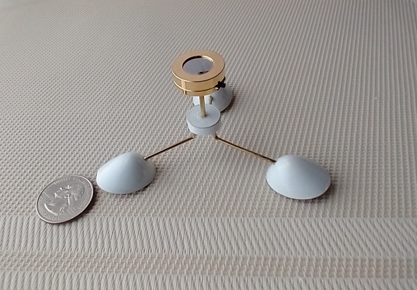 RESERVED 1:12 Dollhouse miniature mid-century modern chandelier MCM 3-light ceiling light white shades Battery operated LED miniature lamp