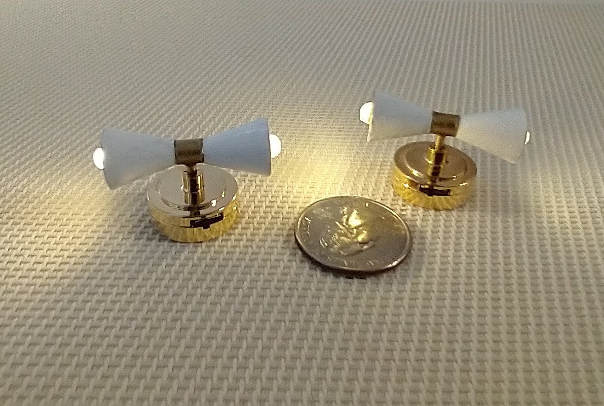 RESERVED 1:12 Dollhouse miniature double-cone sconces Battery operated LED miniature wall lamps Price is for a PAIR