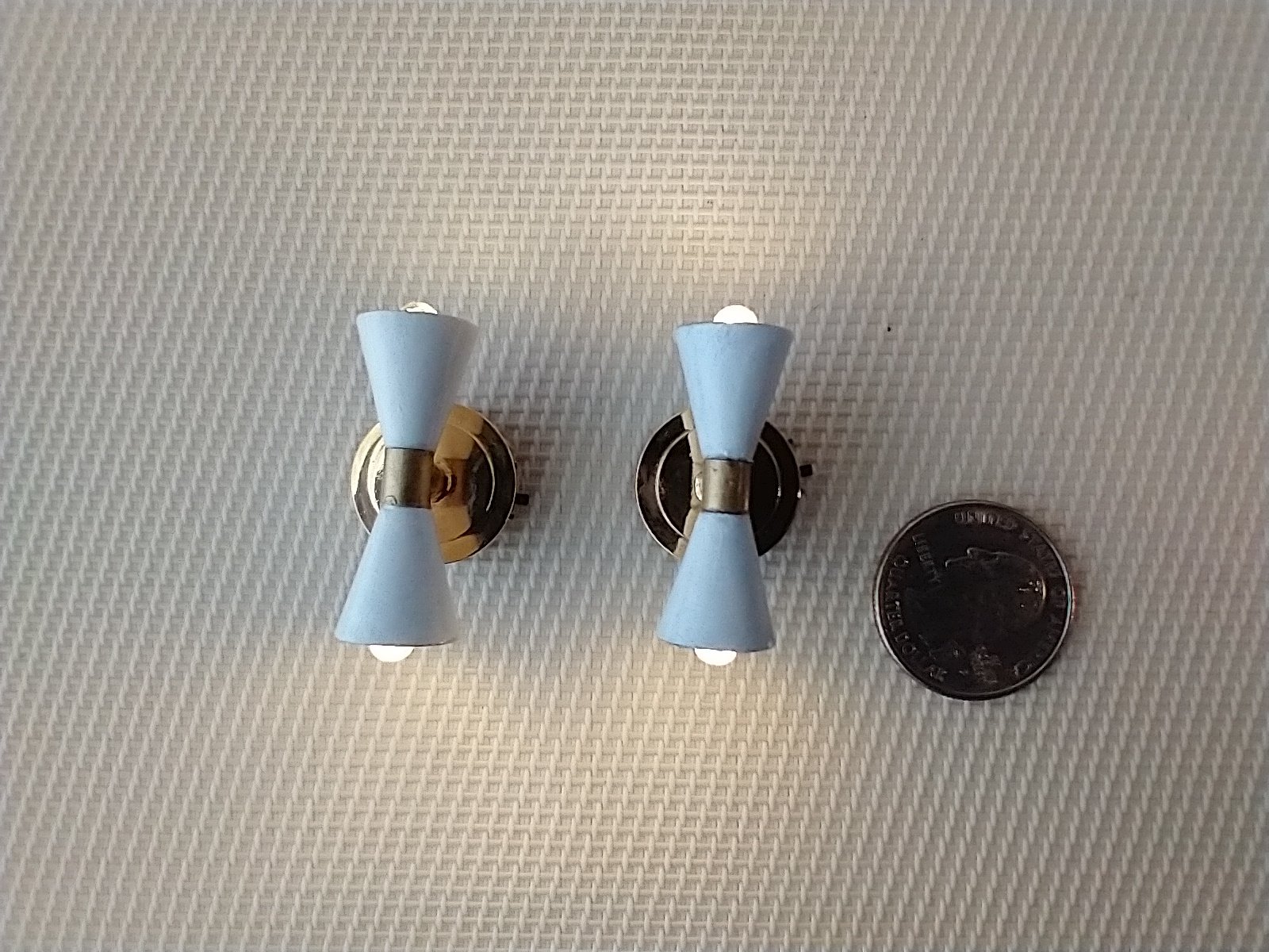 RESERVED 1:12 Dollhouse miniature double-cone sconces Battery operated LED miniature wall lamps Price is for a PAIR