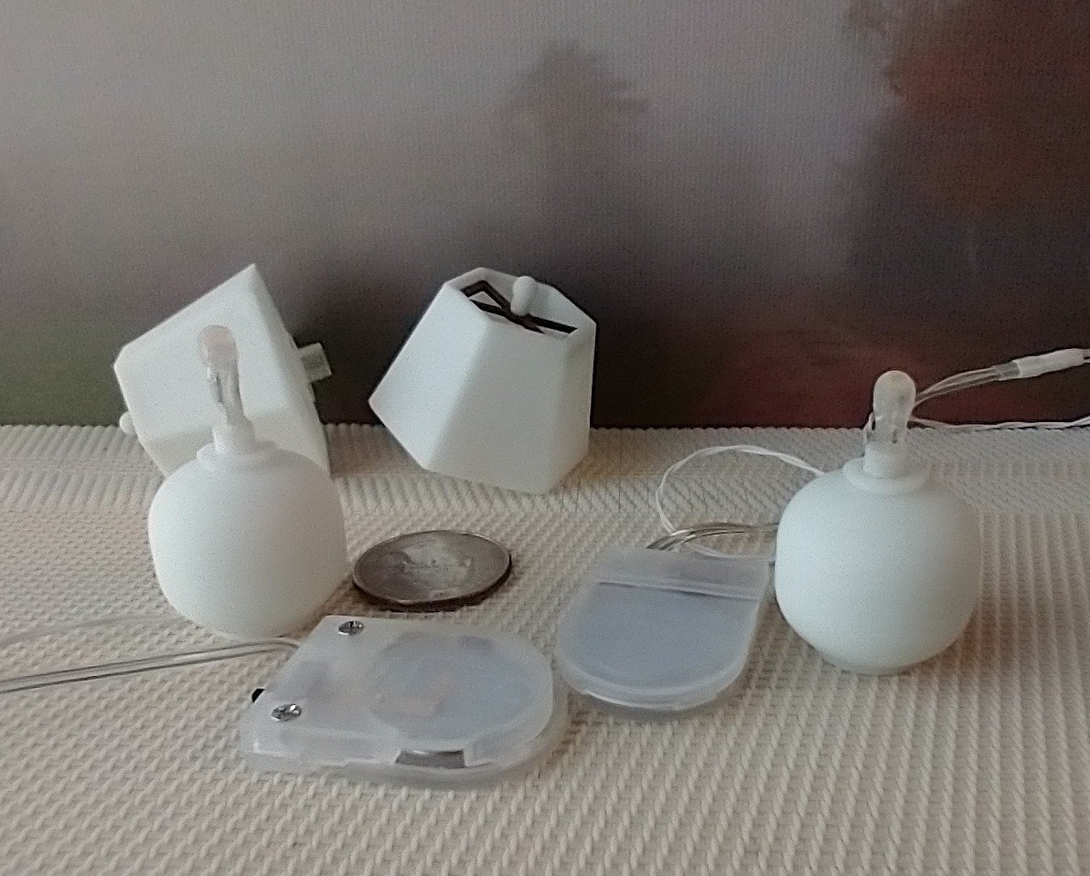RESERVED 1:12 dollhouse table lamps with hexagonal shades (unfinished) Battery operated dollhouse table lamps on external wires Quantity A PAIR