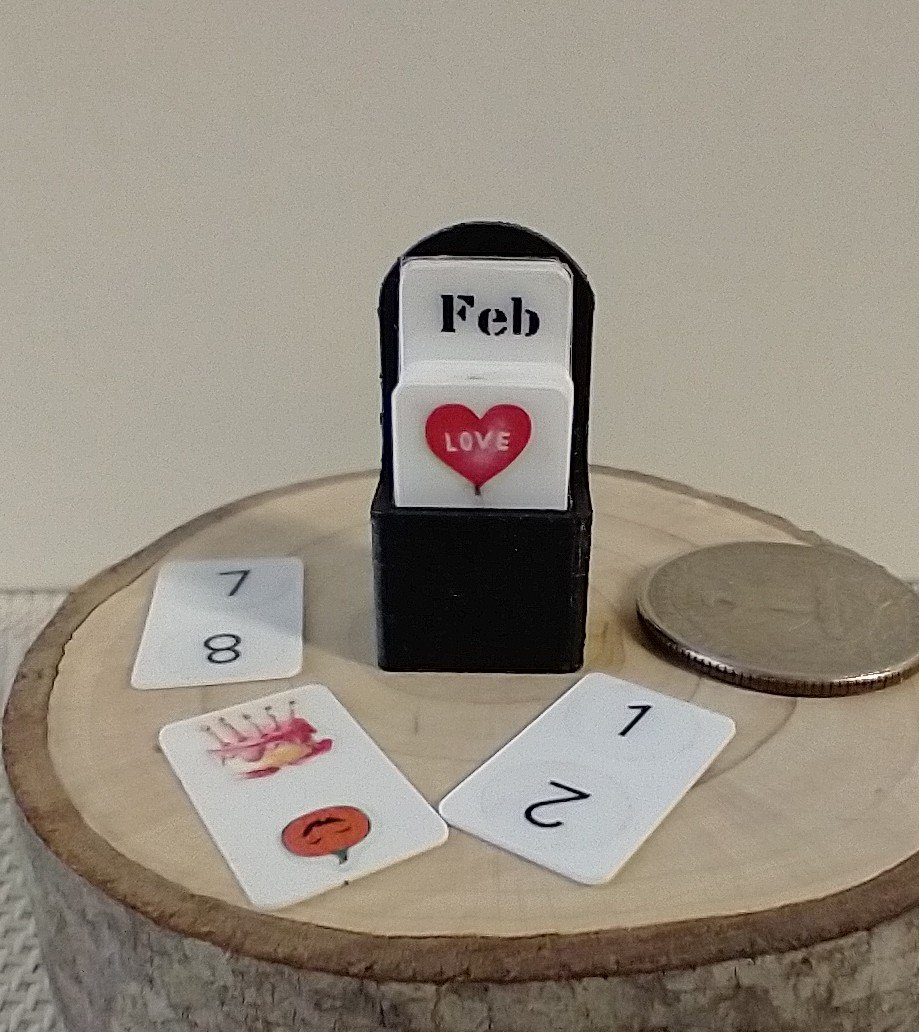 1:12 dollhouse miniature perpetual calendar Shuffle calendar in black holder box Table top calendar Desk calendar in modern settings PRICE is for EACH set