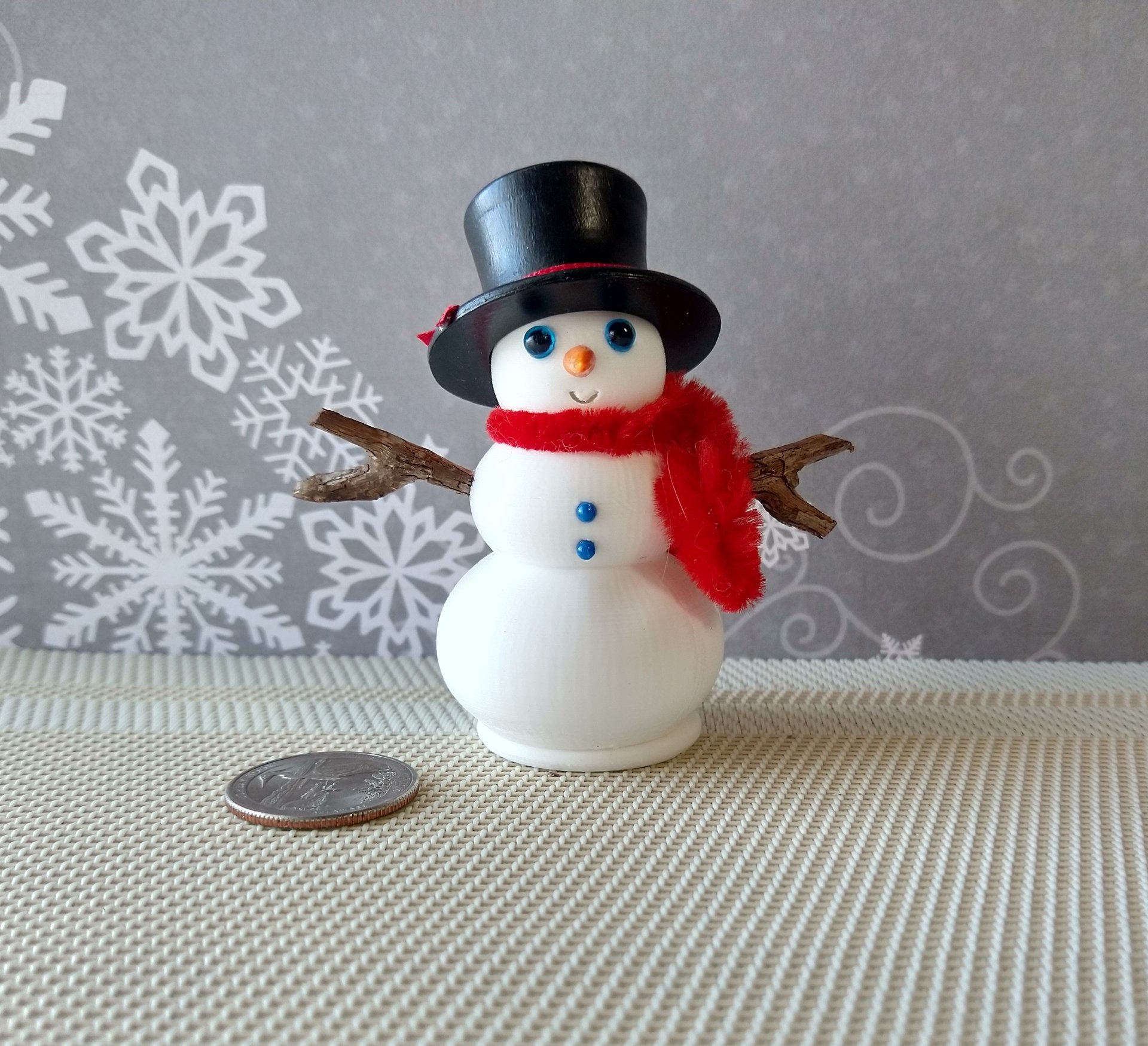RESERVED 1:12 Dollhouse miniature light up snowman with removable hat Battery operated holiday decor
