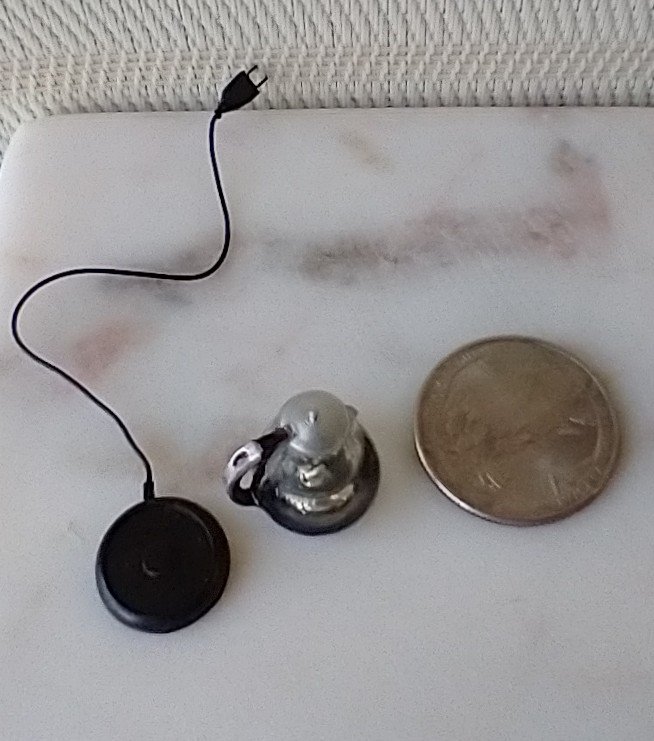 1:12 Dollhouse miniature electric kettle See-thru/ faux glass kettle Electric tea kettle with cord attached to base - NON-working