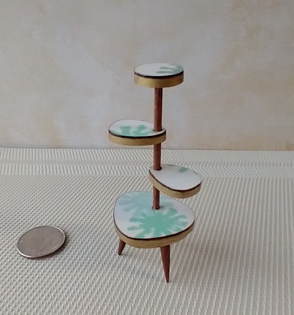 1:12 Dollhouse mid-century style plant stand Formica 4-tiered plant stand or display stand Plants n accessories NOT included