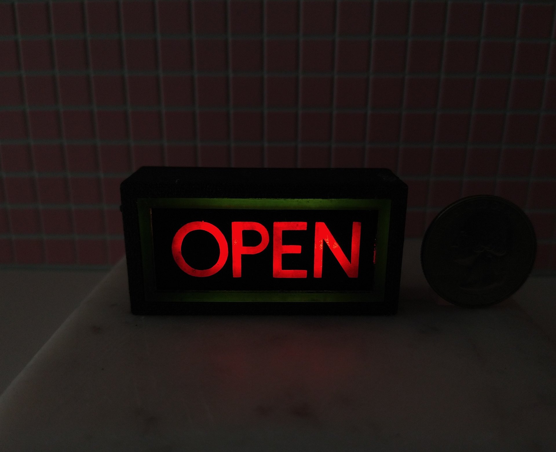 1:12 Dollhouse light up OPEN sign Battery operated store OPEN sign Free standing and no external wires