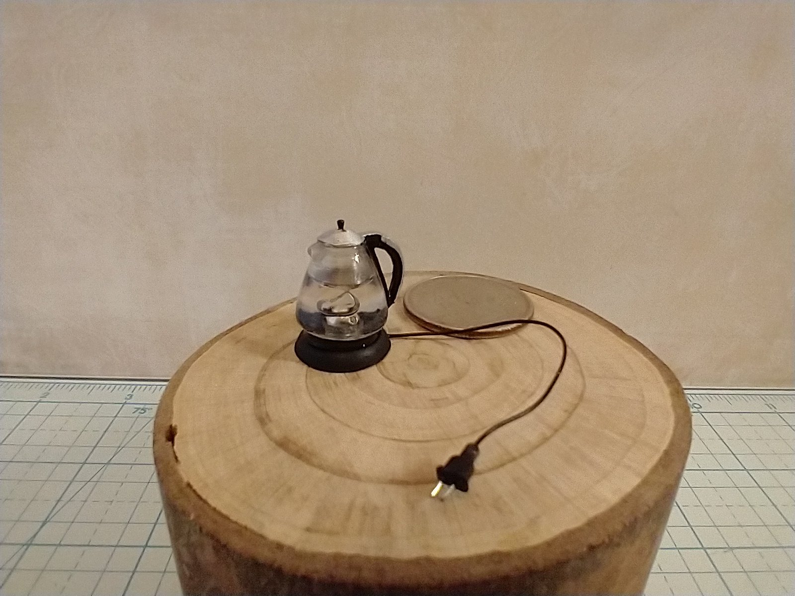 RESERVED 1:12 Dollhouse miniature electric kettle See-thru/ faux glass kettle Electric tea kettle with cord attached to base - NON-working