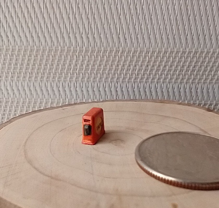 1:12 Dollhouse miniature tape measure for mini DIYer or garage workshop REF Orange