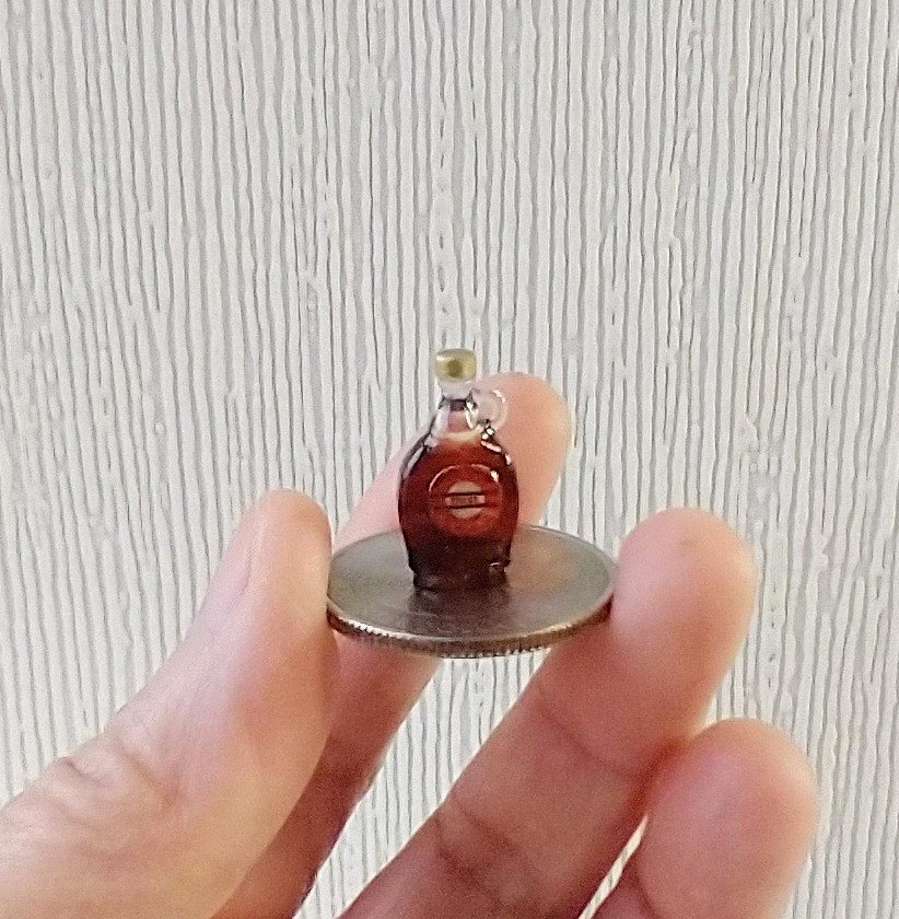1:12 Dollhouse miniature maple syrup in faux glass bottle Dollhouse kitchen accessory Price is for EACH bottle