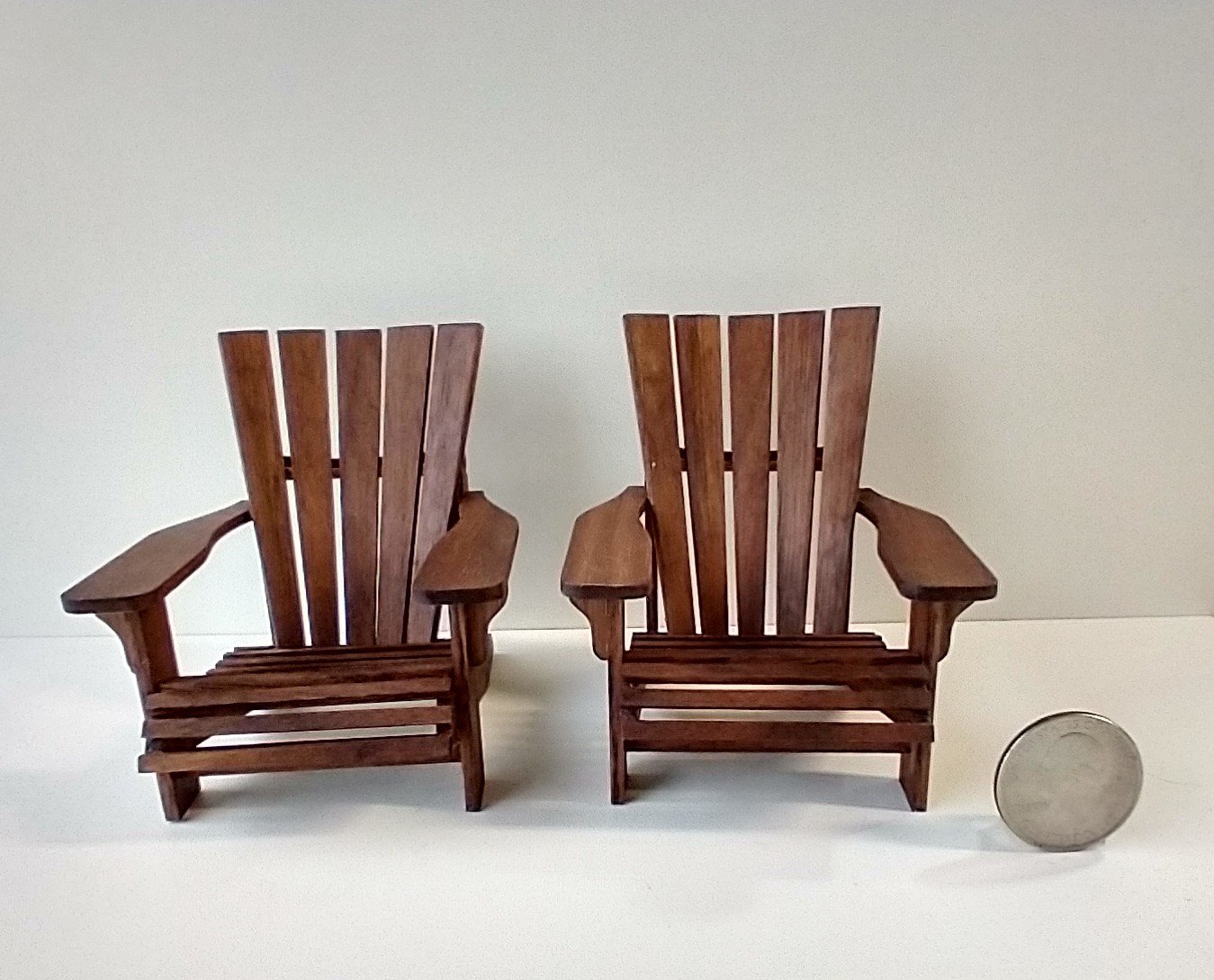 RESERVED for Robin 1:12 Dollhouse 2 walnut adirondack chairs REF 1 pair