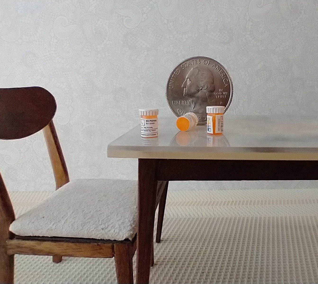 1:12 scale prescription pill bottle Medicine bottle Rx pill bottle with white cap PRICE is for ONE unit