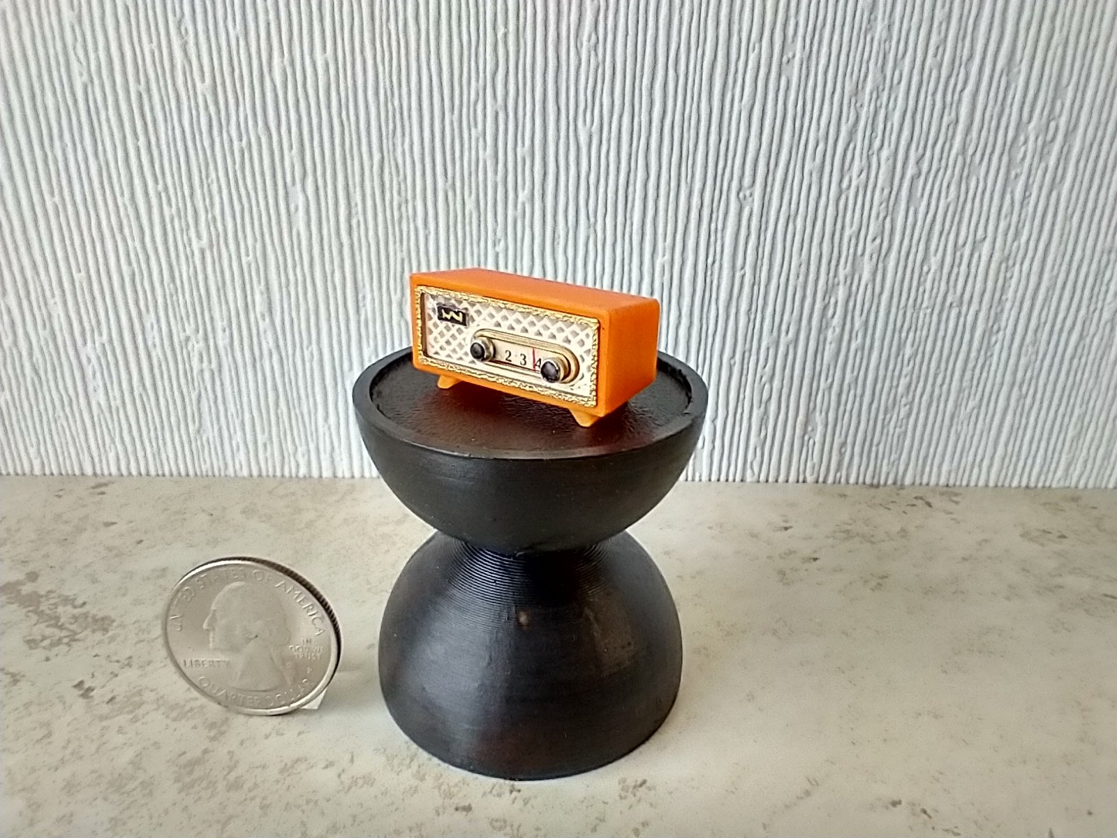 1:12 scale dollhouse retro radio Mid-century style radio MCM accessory REF Orange case