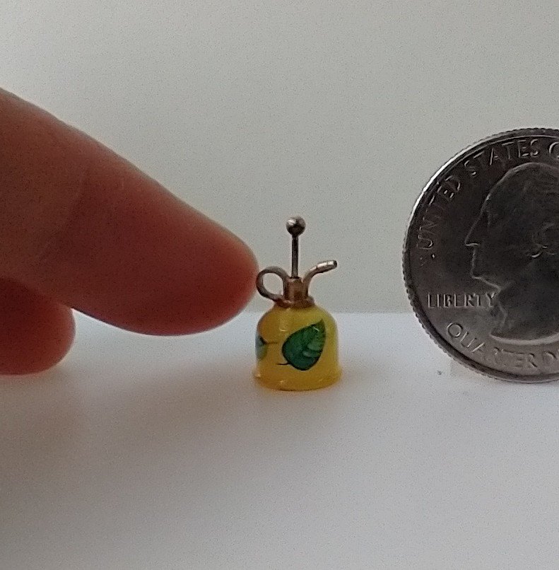 1:12 Dollhouse miniature retro spray bottle Plant mister in vintage style REF Yellow w/ decals Price is for EACH