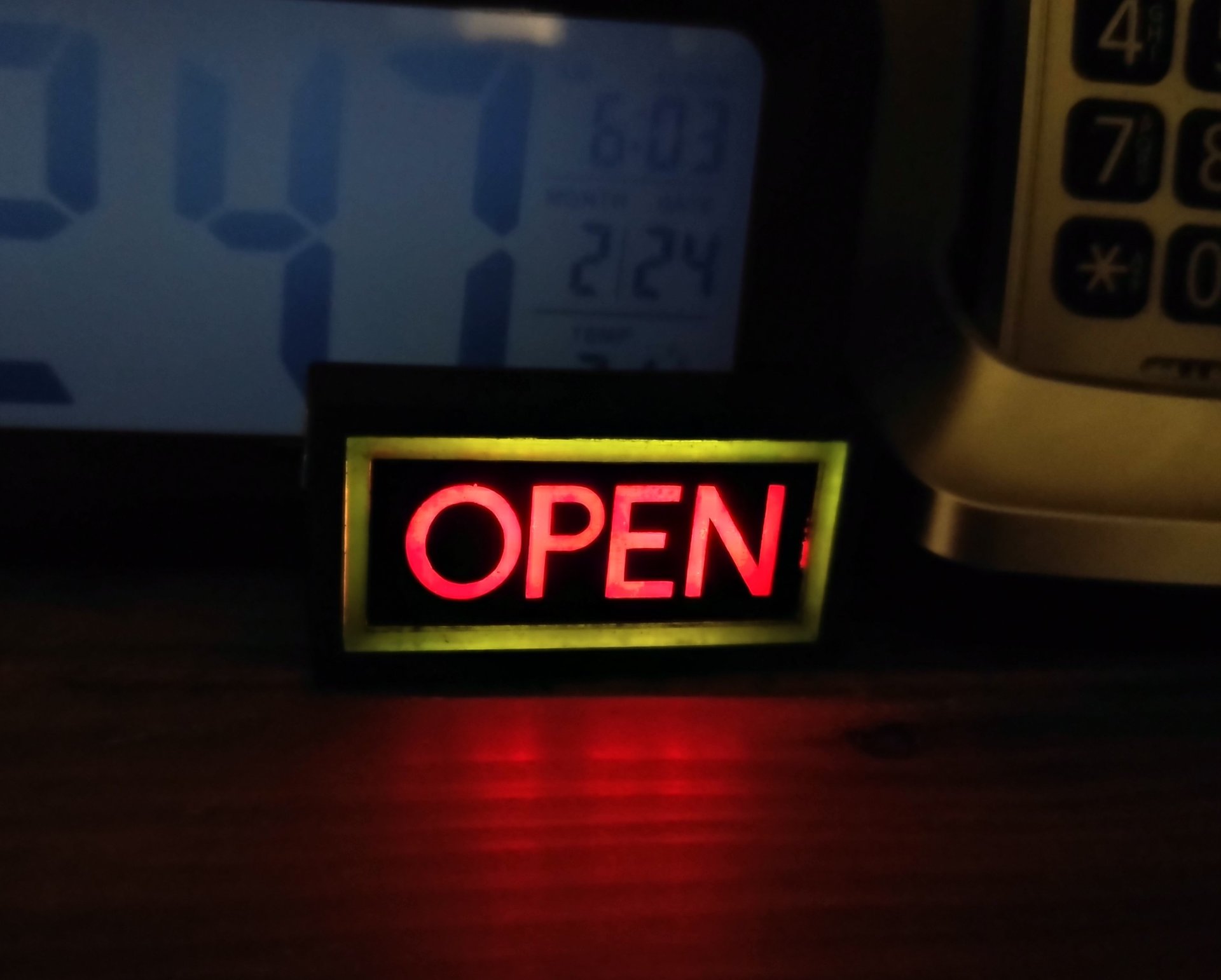 1:12 Dollhouse light up OPEN sign Battery operated store OPEN sign Free standing and no external wires