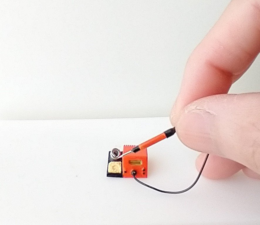 1:12 dollhouse miniature soldering iron with stand and faux digital display station (NON-working)