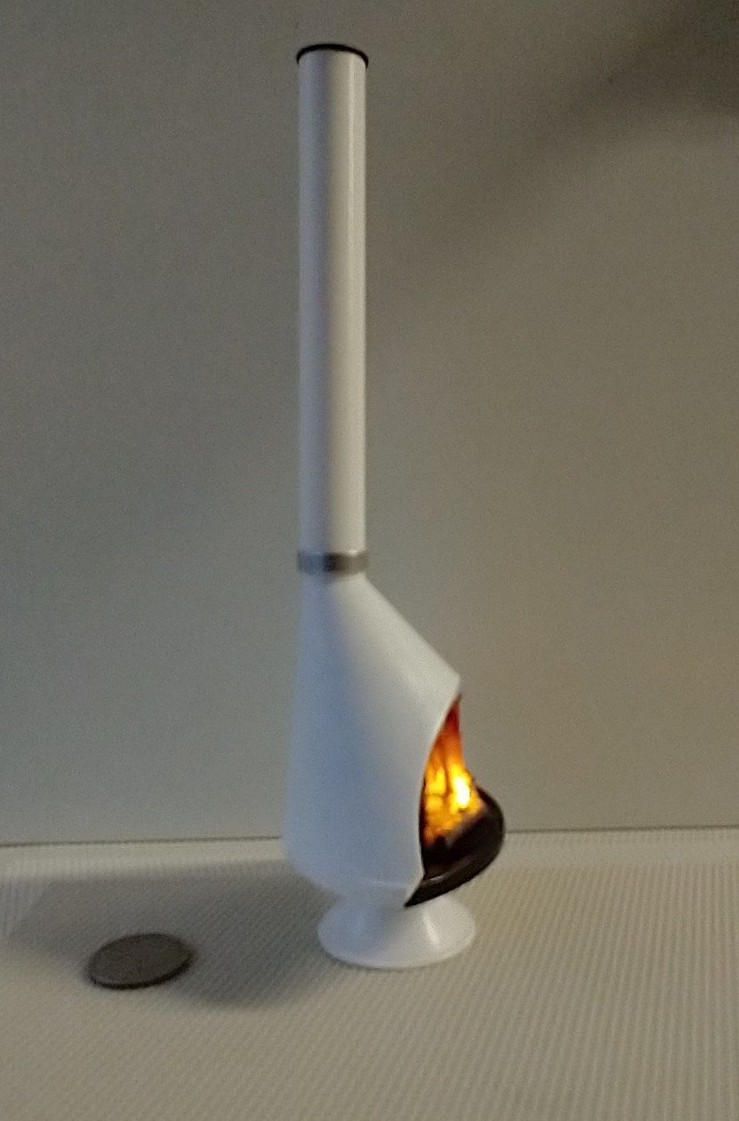1:12 Dollhouse miniature Mid century modern free standing fireplace MCM white fireplace inspired by Malm fireplace Retro fireplace REF White