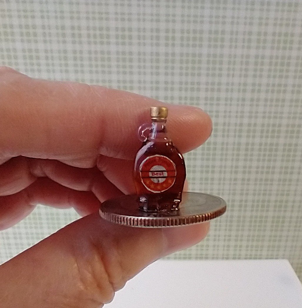 1:12 Dollhouse miniature maple syrup in faux glass bottle Dollhouse kitchen accessory Price is for EACH bottle