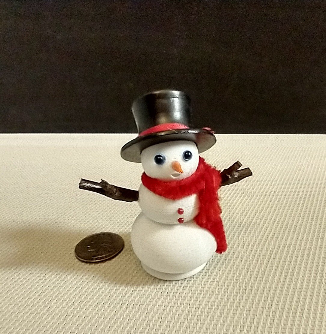 1:12 Dollhouse miniature light up snowman with removable hat Battery operated holiday decor REF Red scarf