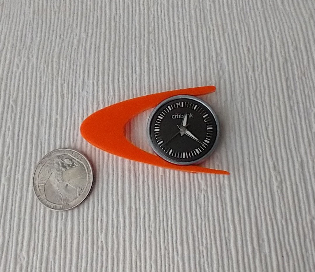 1:12 Dollhouse orange boomerang wall clock Mid-century styled atomic wall clock
