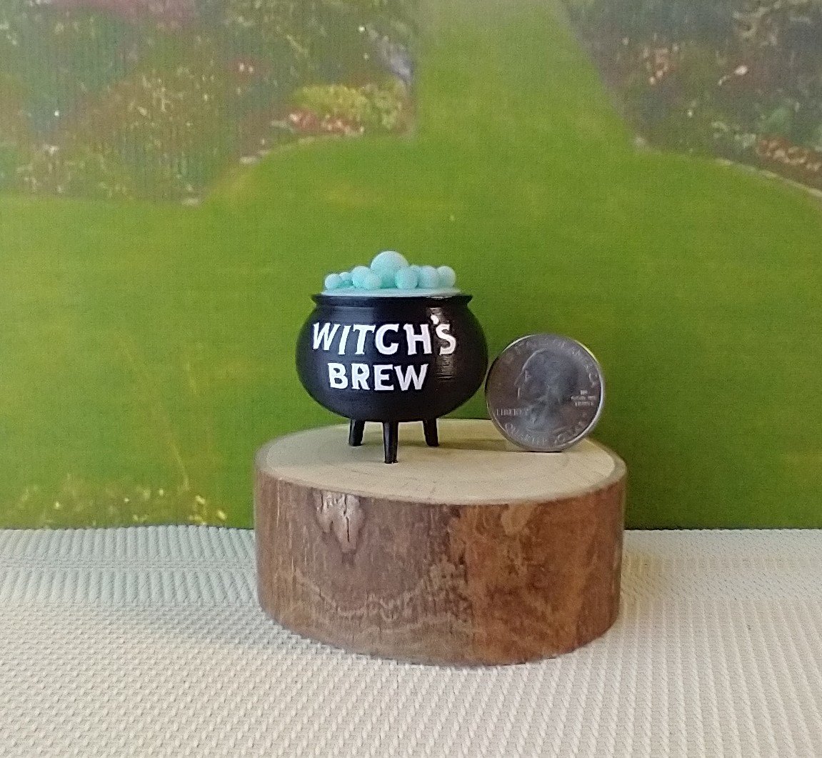 1:12 scale dollhouse battery operated cauldron light with morphing colors Witch's brew cauldron light Mini Halloween decor PRICE is for ONE unit
